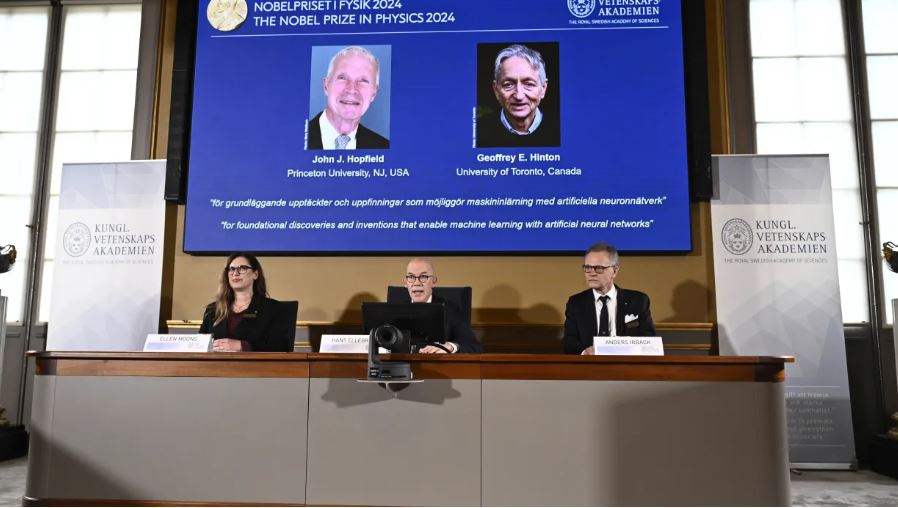 Entrega del Premio Nobel de Física 2024 por la Real Academia Sueca de las Ciencias.