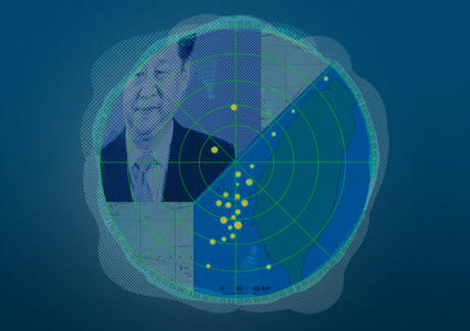 Xi Jinping, presidente de China, sobre un fondo que simula un radar