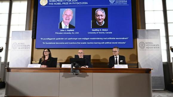 Entrega del Premio Nobel de Física 2024 por la Real Academia Sueca de las Ciencias.